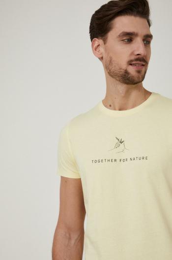 Bavlněné tričko Medicine žlutá barva, s potiskem