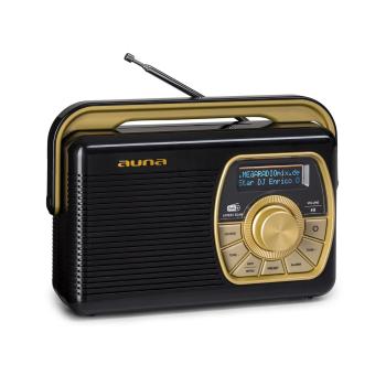 Auna Buddy Digitální rádio DAB/DAB+/UKW Bluetooth 5.0 AUX 1Ah baterie Mobilní retro