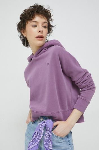 Mikina Superdry dámská, fialová barva, s kapucí, hladká