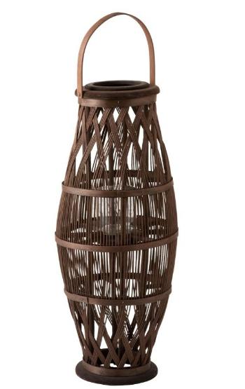 Vysoká hnědá bambusová lucerna Bamboo - Ø 29*70 cm 95934