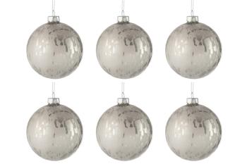 Sada stříbrných vánočních koulí s matnou patinou ( 6ks) - 8*8*8 cm 76231