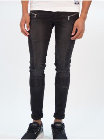 Černé pánské slim fit džíny  Black Slim Biker June Sixth Jeans