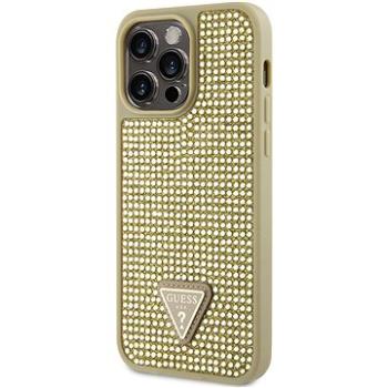 Guess Rhinestones Triangle Metal Logo Kryt pro iPhone 14 Pro Max Gold (GUHCP14XHDGTPD)