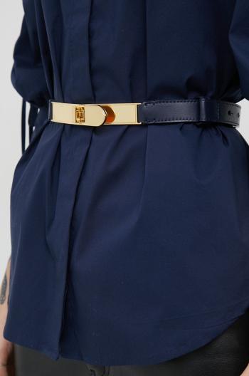 Kožený pásek Lauren Ralph Lauren dámský, tmavomodrá barva