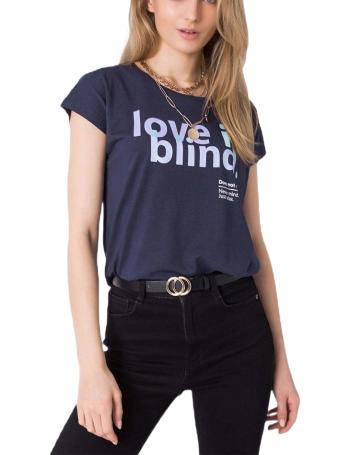 Tmavě modré dámské tričko s nápisem love is blind vel. XL