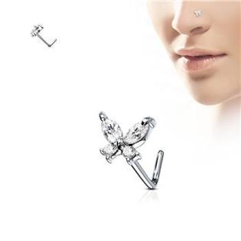 Šperky4U Zahnutý piercing do nosu - motýlek - N0082-C