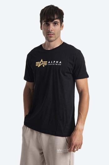 Bavlněné tričko Alpha Industries černá barva, s potiskem, 118502FP.03-black