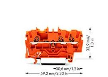 Průchodková svorka WAGO 2002-1302, pružinová svorka, 5.20 mm, oranžová, 100 ks