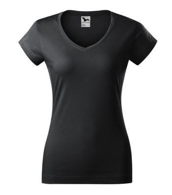 MALFINI Dámské tričko Fit V-neck - Ebony gray | S