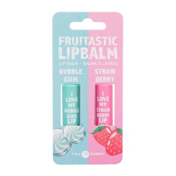 2K Fruitastic dárková kazeta balzám na rty 4,2 g Bubble Gum + balzám na rty 4,2 g Strawberry pro ženy