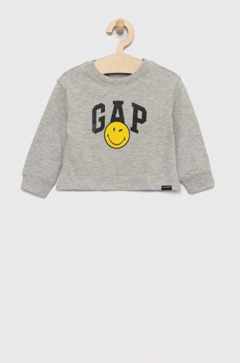 dětská bavlněná košile s dlouhým rukávem GAP šedá barva