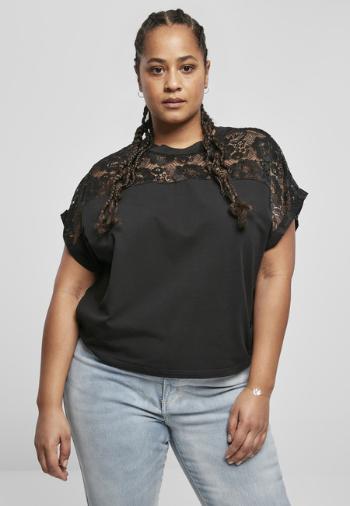 Urban Classics Ladies Short Oversized Lace Tee black - XS