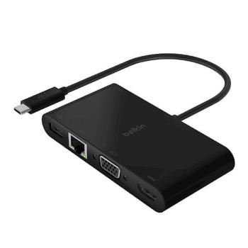 Belkin USB-C multimediální nabíjecí adaptér na HDMI, VGA, GBE, USB-A, černý, AVC004BTBK