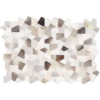 Kožený koberec patchwork 160 x 230 cm šedý a béžový VARTO, 237750 (beliani_237750)