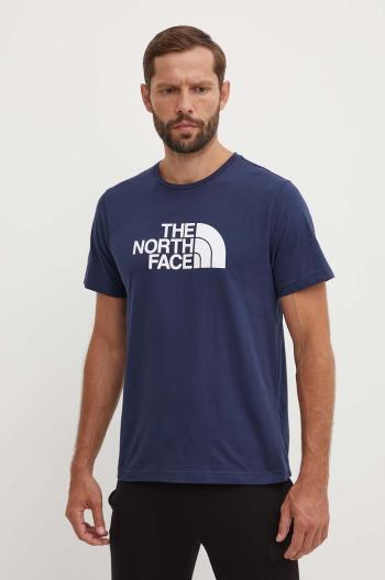 Bavlněné tričko The North Face M S/S Easy Tee tmavomodrá barva, s potiskem, NF0A87N58K21