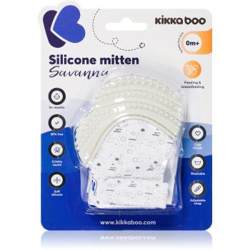 Kikkaboo Savanna Silicone Mitten rukavice s kousátkem 0 m+ Grey 1 ks