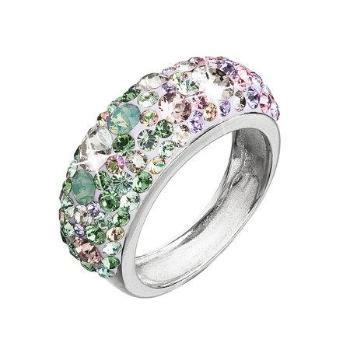 Stříbrný prsten s krystaly Swarovski mix barev fialová zelená růžová 35031.3 sakura, fialová,zelená,růžová,sakura, 58