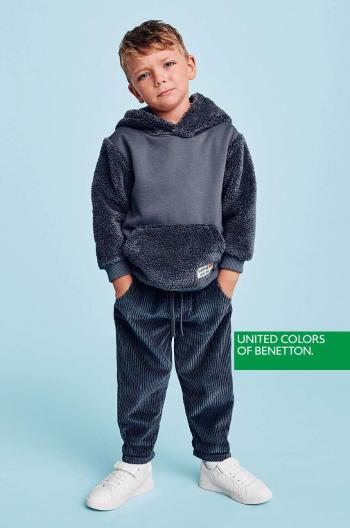 Dětská mikina United Colors of Benetton šedá barva, s kapucí, hladká