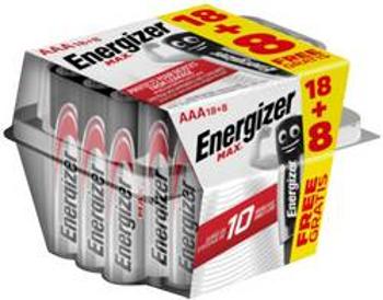 Mikrotužková baterie AAA alkalicko-manganová Energizer Max 18+8 gratis, 1.5 V, 26 ks