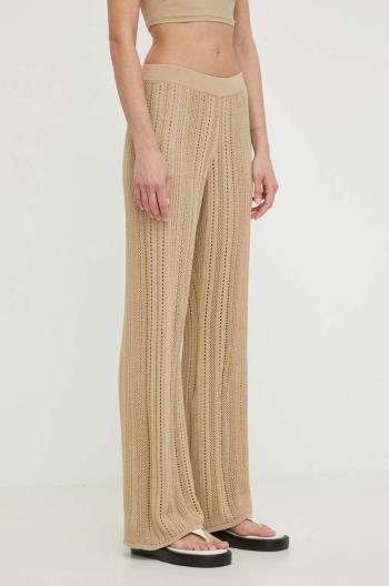 Kalhoty By Malene Birger dámské, béžová barva, široké, high waist