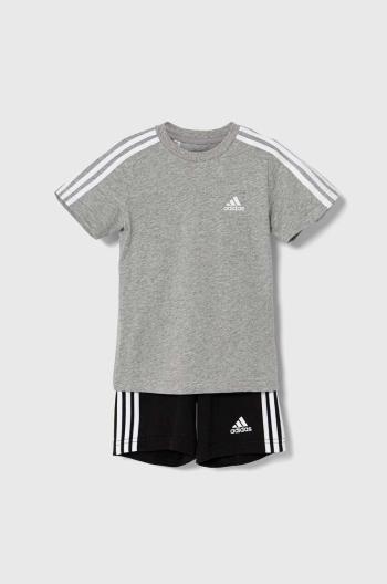 Dětská bavlněná souprava adidas I 3S SPORT SET šedá barva, IY5091