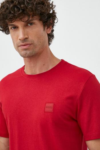 Bavlněné tričko BOSS Boss Casual červená barva, s aplikací