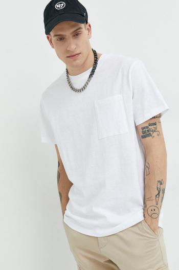 Bavlněné tričko Solid bílá barva