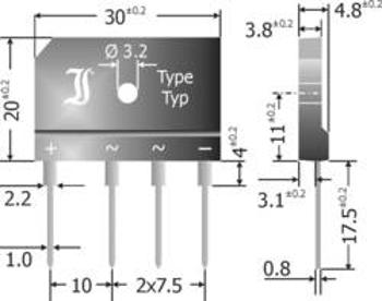 Můstkový usměrňovač Diotec GBI25A, U(RRM) 50 V, 25 A