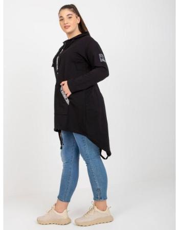 Dámská mikina plus size s kapucí bez zipu KIEVA černá 