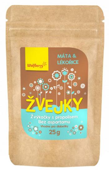 Wolfberry Žvejky s propolisem, máta + lékořice 25 g