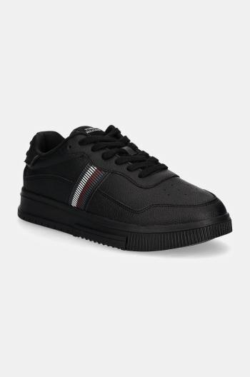 Sneakers boty Tommy Hilfiger SUPERCUP STRIPES TUMBLED LTH černá barva, FM0FM05300