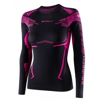 Dámské funkční triko Brubeck Dry s dlouhým rukávem  Black/Fuchsia  XL