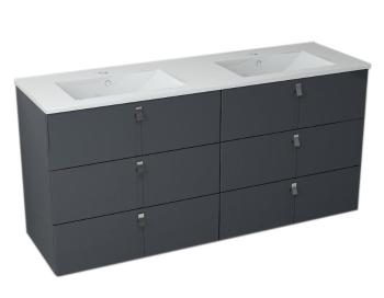 SAPHO MITRA umyvadlová skříňka s umyvadlem, 3 zásuvky, 150x70x46 cm, antracit 2XMT0821601-150