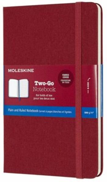 Moleskine - zápisník Two-go - červený, čistý/linkovaný M