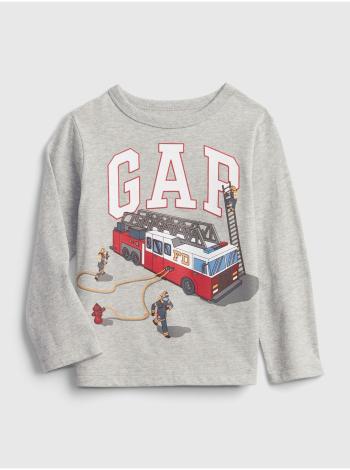 Šedé klučičí tričko GAP Logo fire truck t-shirt