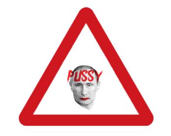 Samolepky pozor - 5ks Pussy Putin