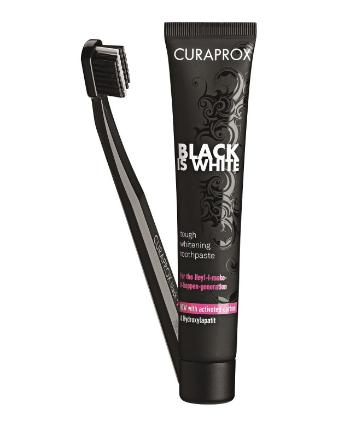 Curaprox BLACK IS WHITE Set bělící zubní pasta 90 ml + kartáček CS 5460