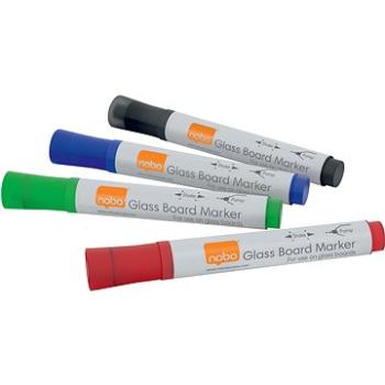 NOBO Glass Whiteboard Markers, mix barev - balení 4 ks (1905324)