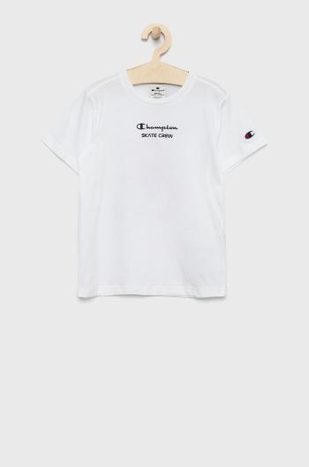 Dětské bavlněné tričko Champion 305990 bílá barva, s potiskem