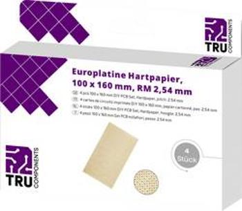 Eurodeska tvrzený papír TRU COMPONENTS (d x š) 160 mm x 100 mm, tloušťka 35 µm, RM 2.54 mm, 4 ks