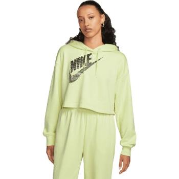 Nike NSW FLC PO HOODIE CROP DNC Dámská mikina, světle zelená, velikost XL