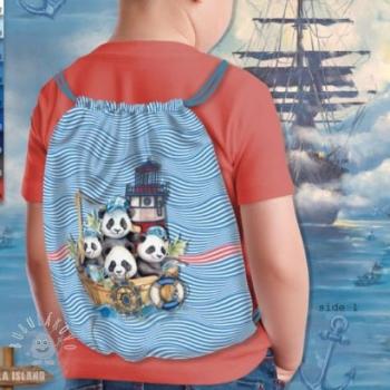 Dekorační látka KIDS BACKPACK Sailor Panda PANEL