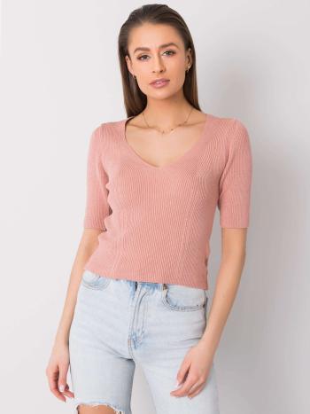 SVĚTLE RŮŽOVÉ ŽEBROVANÉ DÁMSKÉ TRIČKO 251-BZ-10057.52-PINK Velikost: ONE SIZE