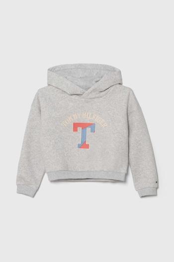 Dětská mikina Tommy Hilfiger béžová barva, s kapucí, s aplikací