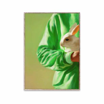 Premium Framed Art White Rabbit – Museum Glass – 70 × 100 cm