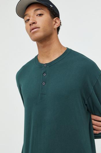 Bavlněné tričko s dlouhým rukávem Abercrombie & Fitch zelená barva