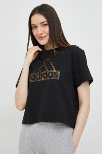 Bavlněné tričko adidas černá barva