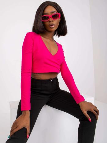 FUCHSIOVÝ ZAVINOVACÍ CROP TOP PAOLA -RV-BZ-7682.47-FUCHSIA PINK Velikost: S