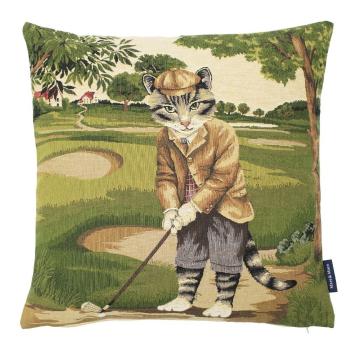 Gobelínový polštář s kocourem na golfu - 45*45*15cm EVKSGKH