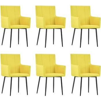 Jídelní židle s područkami 6 ks žluté textil (279707)